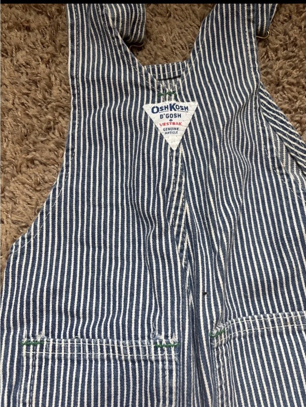 Striped Blue Denim Overalls - Classic Workwear Style OshKosh